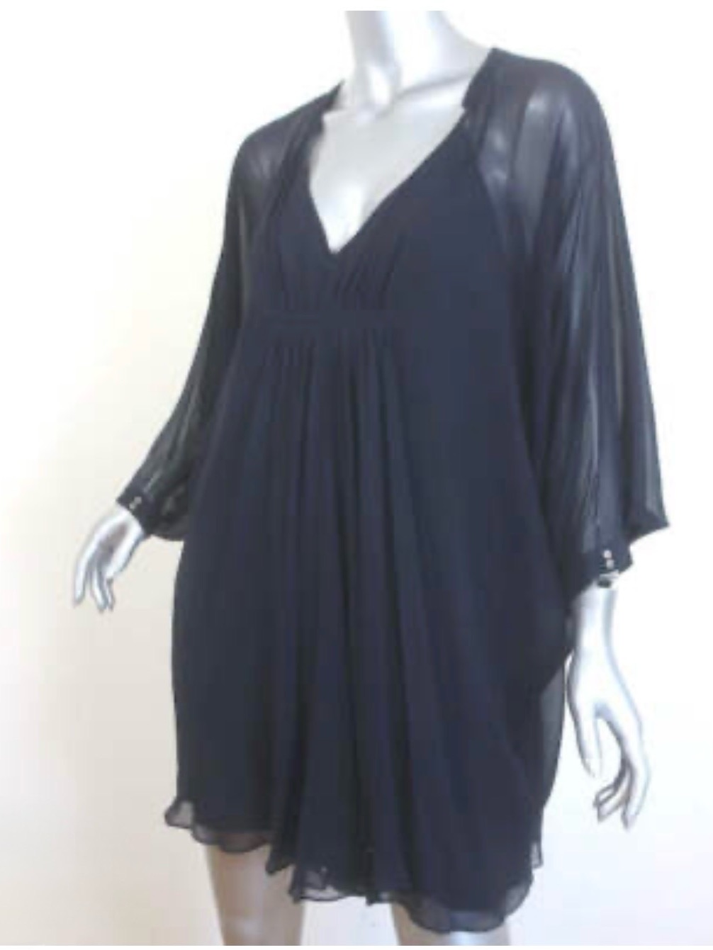 Navy Blue Dvf Fleurette Dolman Chiffon Tunic Dress